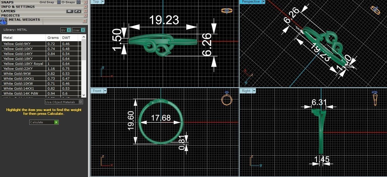 Infinity Flower Wire Mesh Ultra light wt Plain Gold Ring 3D print model_3