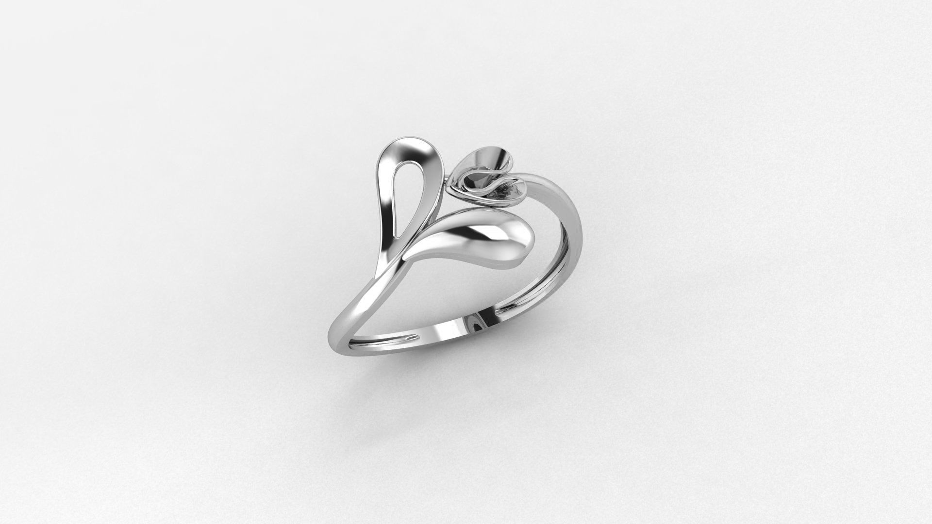 Heart Love Ultra light wt minimalist Plain Gold Ring  3D print model_2