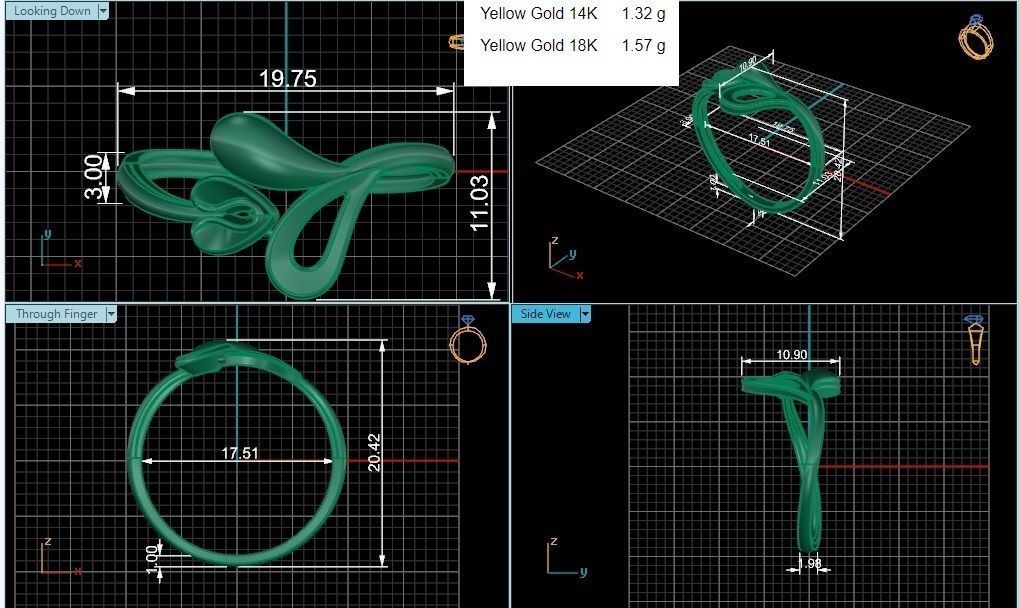 Heart Love Ultra light wt minimalist Plain Gold Ring  3D print model_3