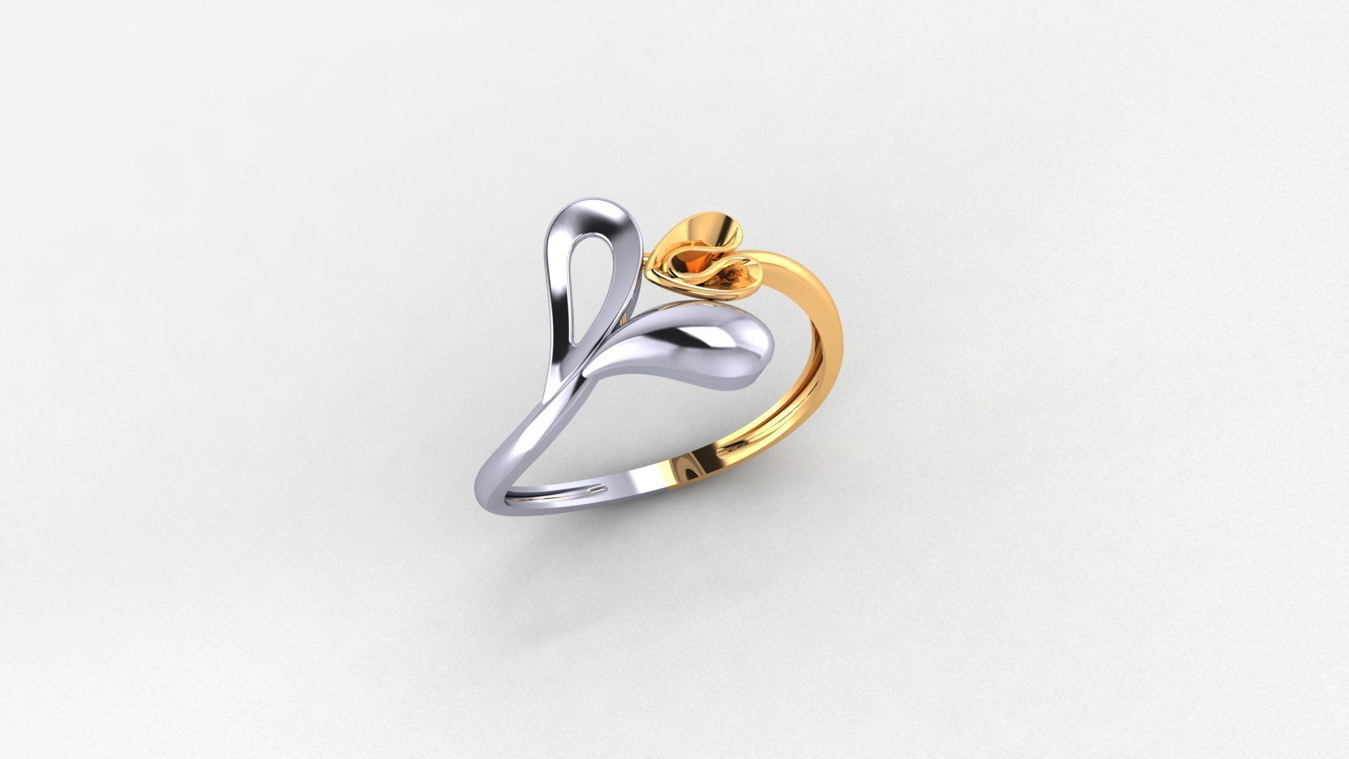Heart Love Ultra light wt minimalist Plain Gold Ring  3D print model_1