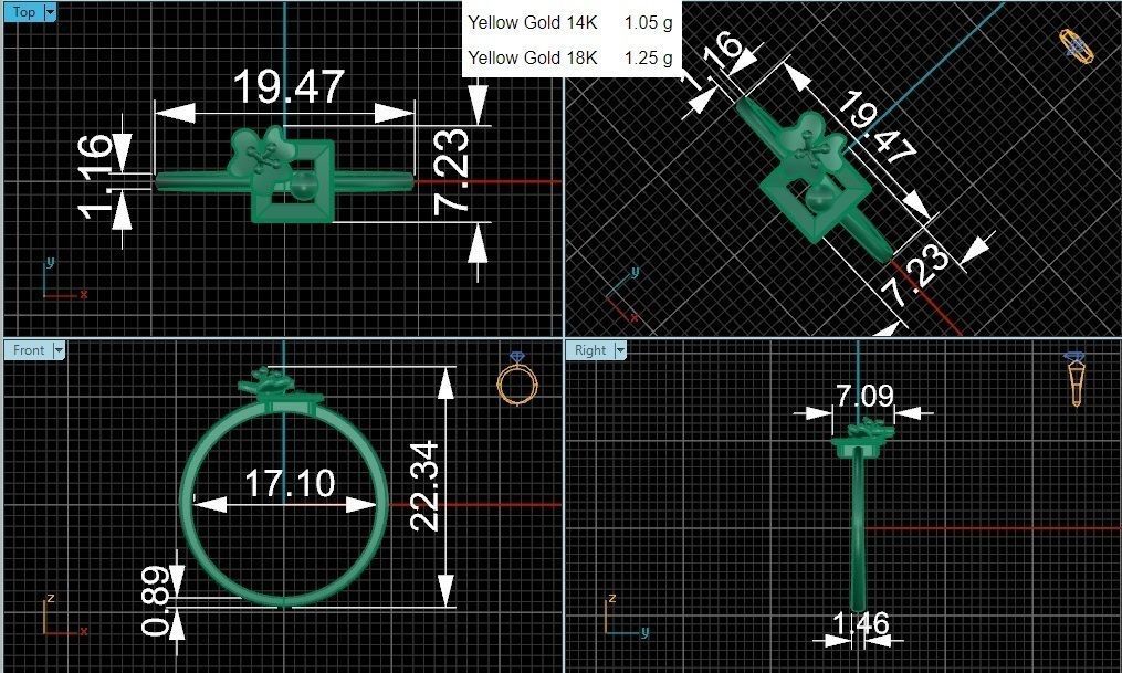 Blooming Flower Ultra light wt minimalist Plain Gold 3D print model_3