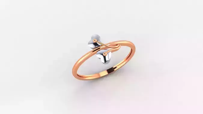Dual Heart Love Valentine Nature Ultra light wt Plain Gold Ring 3D print model
