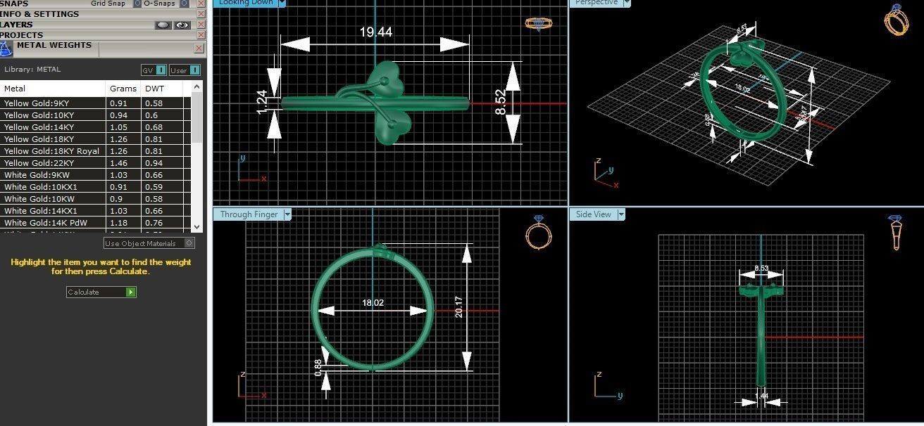 Dual Heart Love Valentine Nature Ultra light wt Plain Gold Ring 3D print model_3