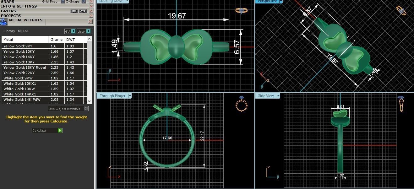 Bow Tie Ultra light wt minimalist Plain Gold Ring 3dm 3D print model_3