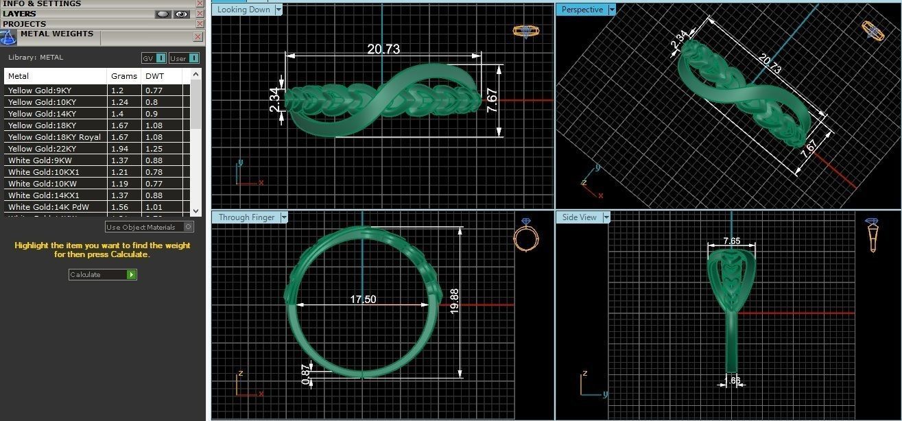 Heart Chain Link Ultra light wt minimalist Plain Gold Ring 3D print model_3