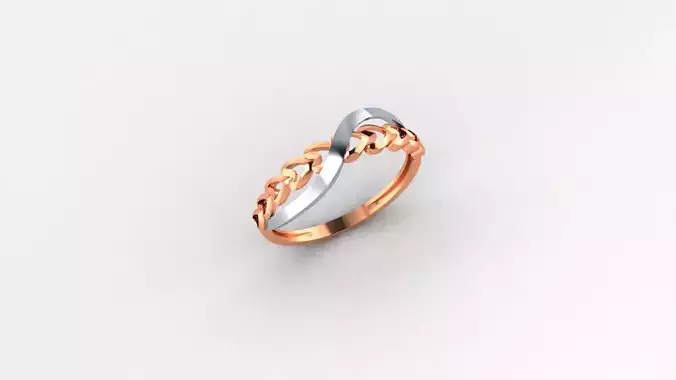 Heart Chain Link Ultra light wt minimalist Plain Gold Ring 3D print model