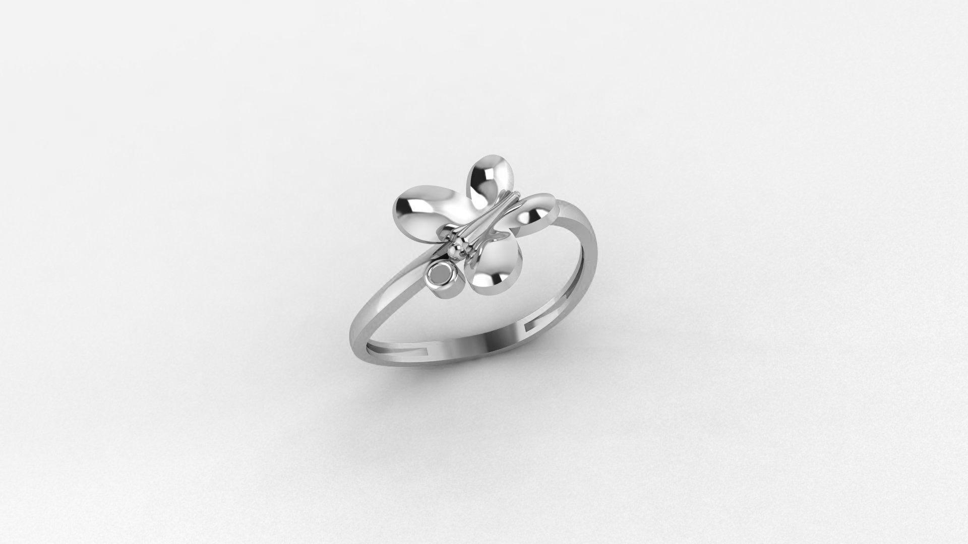 Butterfly Ultra light wt minimalist Plain Gold Ring 3dm stl 3D print model_2