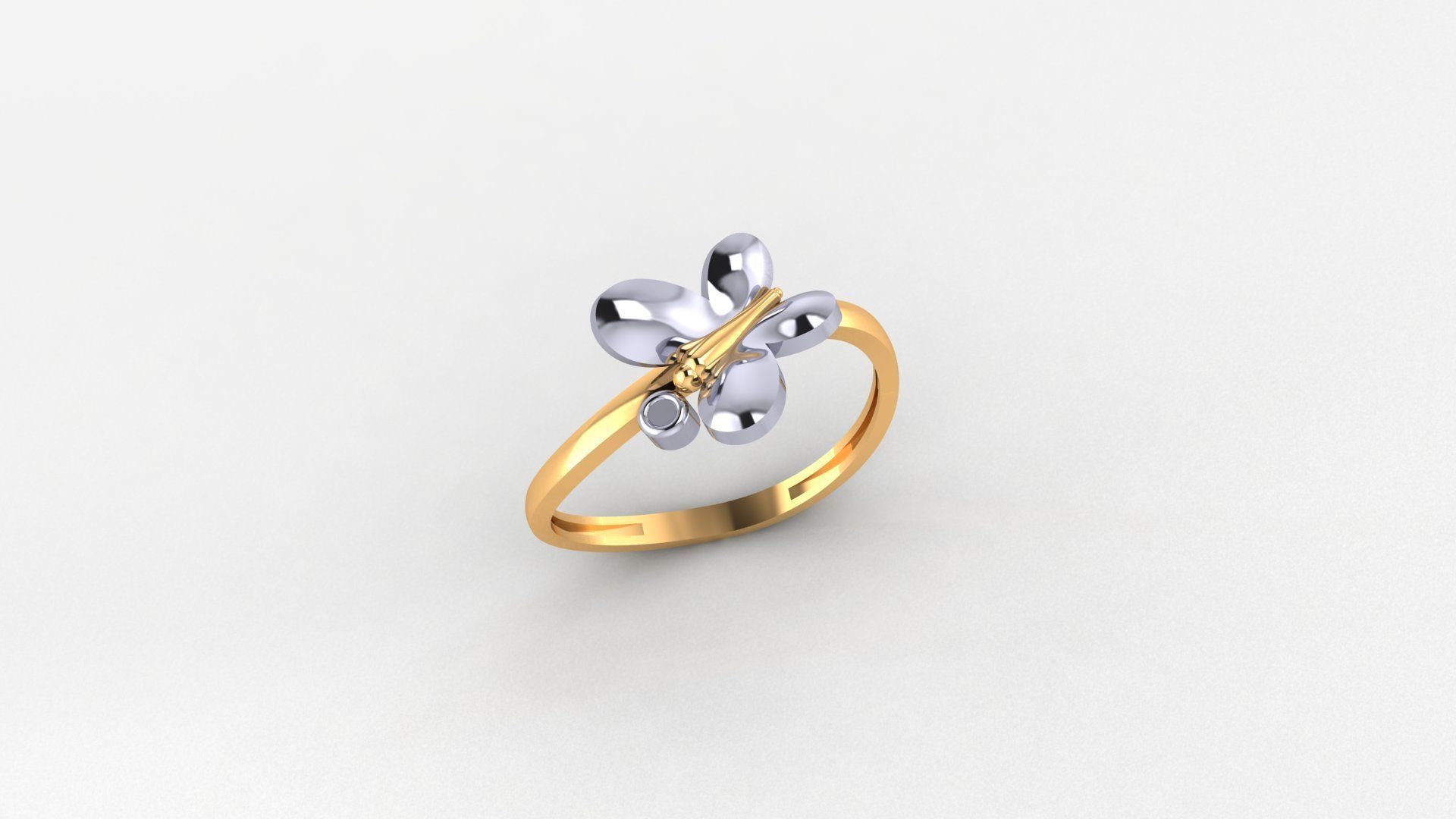 Butterfly Ultra light wt minimalist Plain Gold Ring 3dm stl 3D print model_1