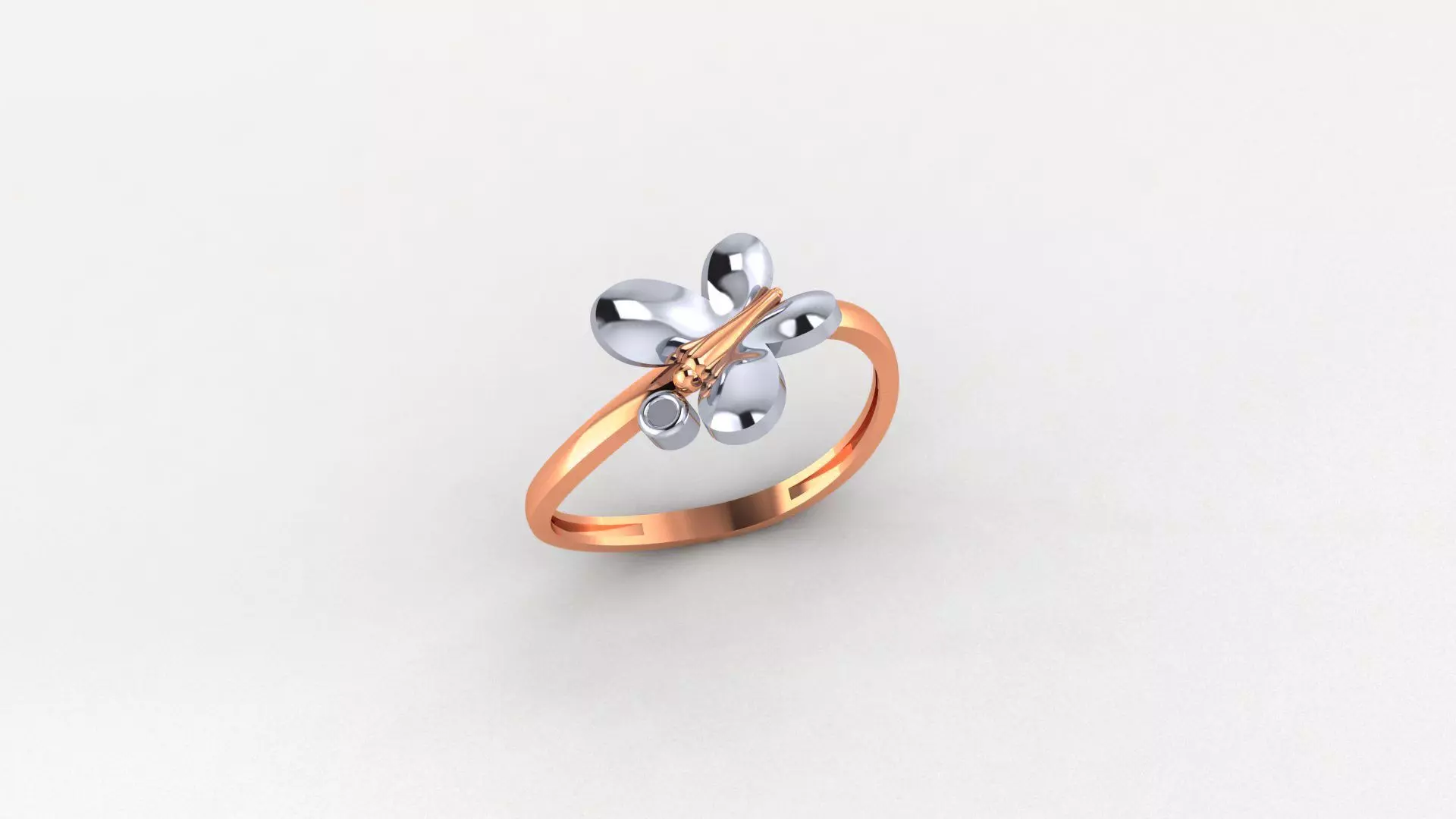 Butterfly Ultra light wt minimalist Plain Gold Ring 3dm stl 3D print model_0