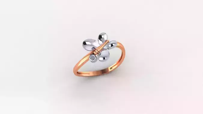Butterfly Ultra light wt minimalist Plain Gold Ring 3dm stl 3D print model