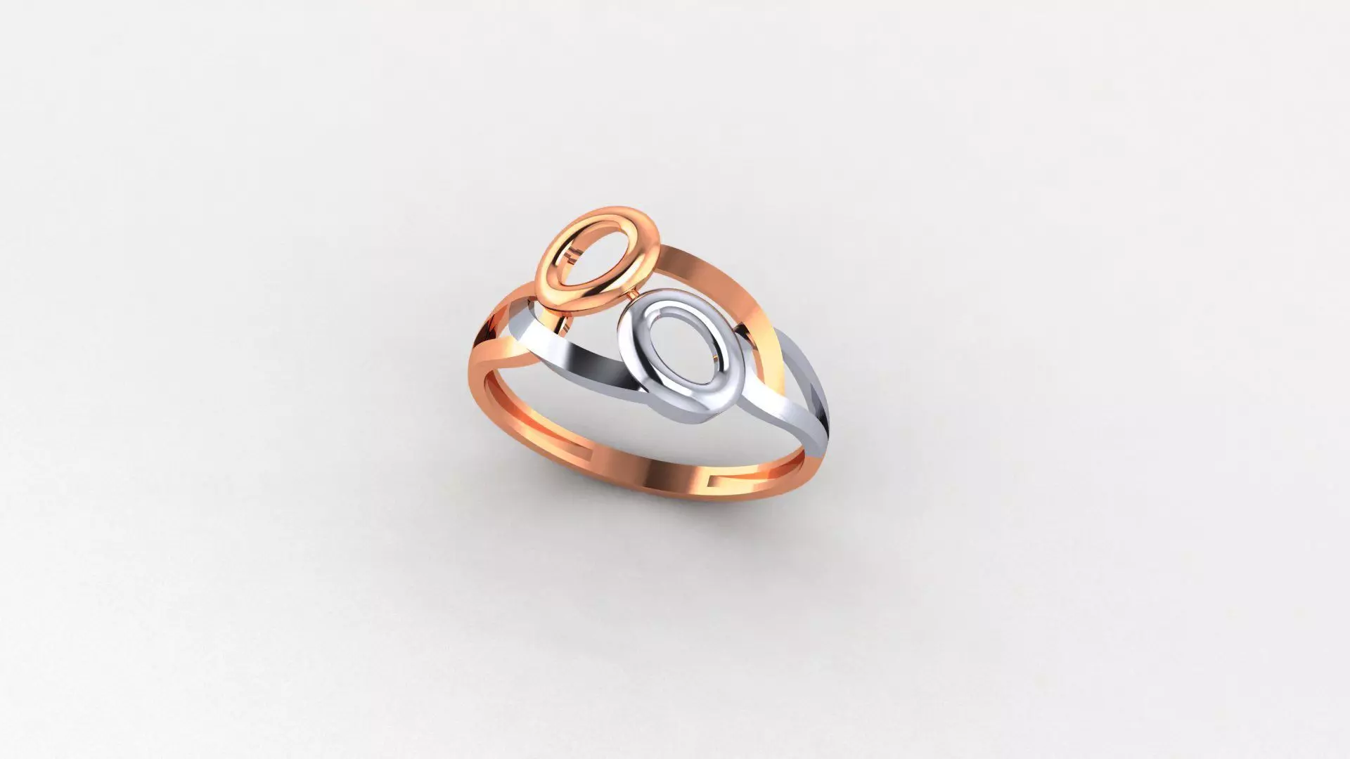 Dual Circle Wire Ultra light wt minimalist Plain Gold Ring 3D print model_0