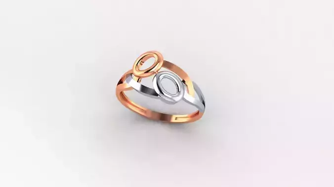 Dual Circle Wire Ultra light wt minimalist Plain Gold Ring 3D print model