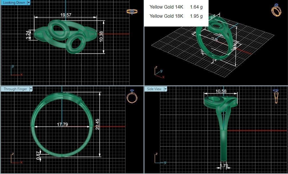 Dual Circle Wire Ultra light wt minimalist Plain Gold Ring 3D print model_3