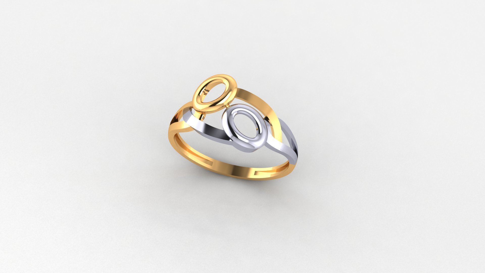 Dual Circle Wire Ultra light wt minimalist Plain Gold Ring 3D print model_1