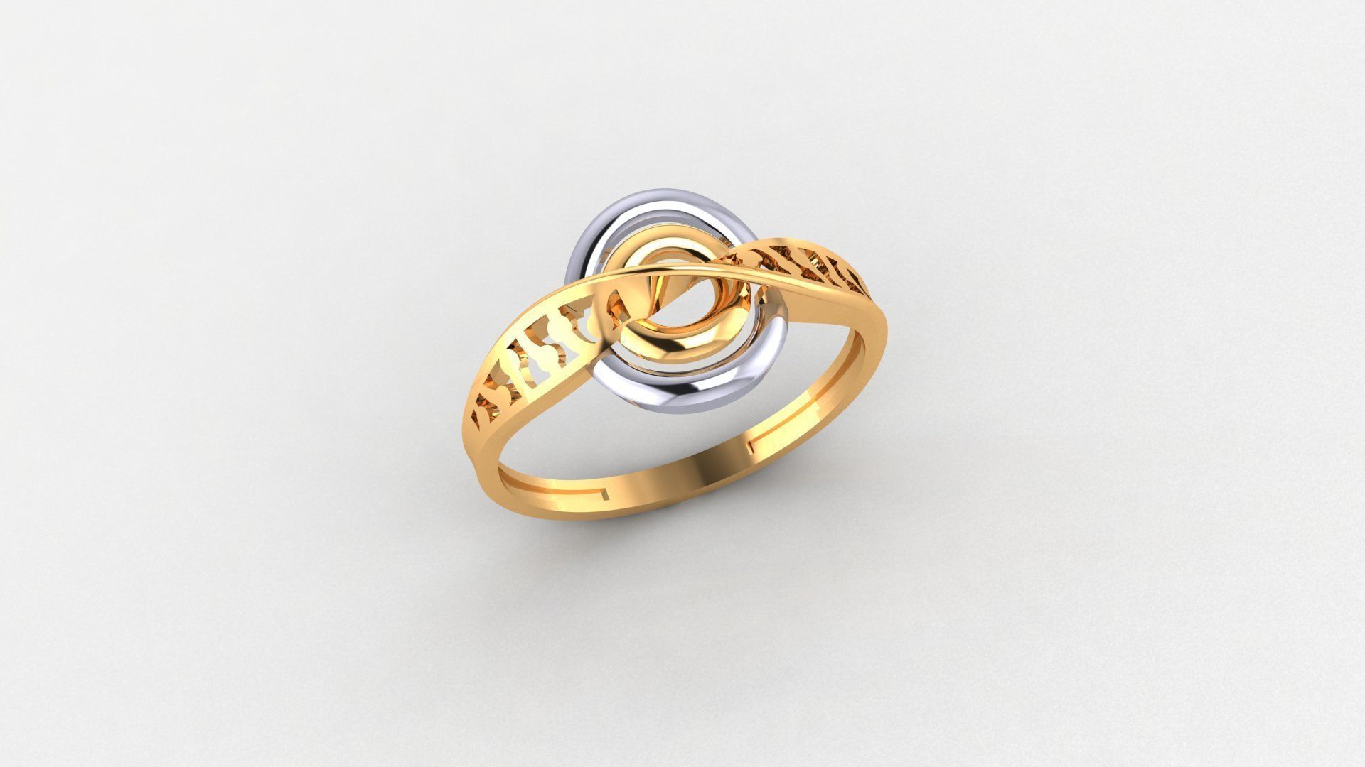 Spiral Belt Ultra light wt minimalist Plain Gold Ring 3D print model_1
