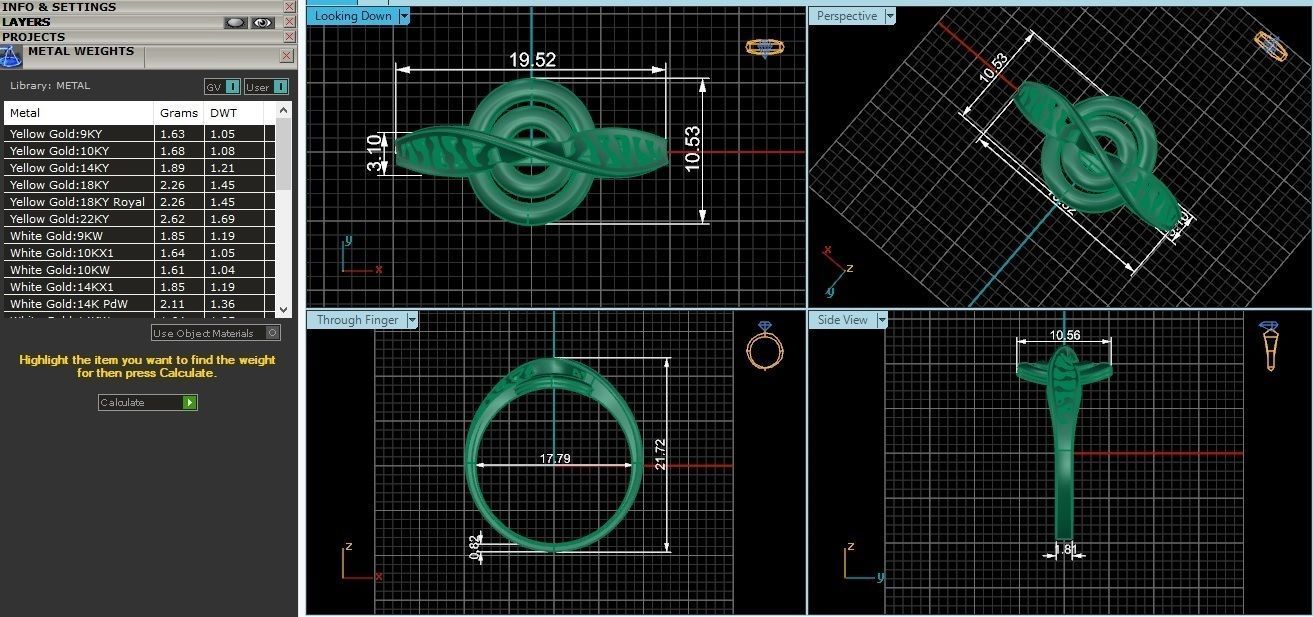 Spiral Belt Ultra light wt minimalist Plain Gold Ring 3D print model_3