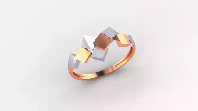 Cube Ultra light wt minimalist Plain Gold Ring 3dm stl