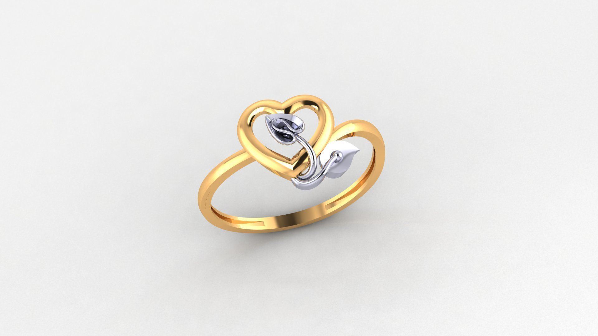 Heart Love Valentine Nature Ultra light wt Plain Gold Ring 3D print model_1