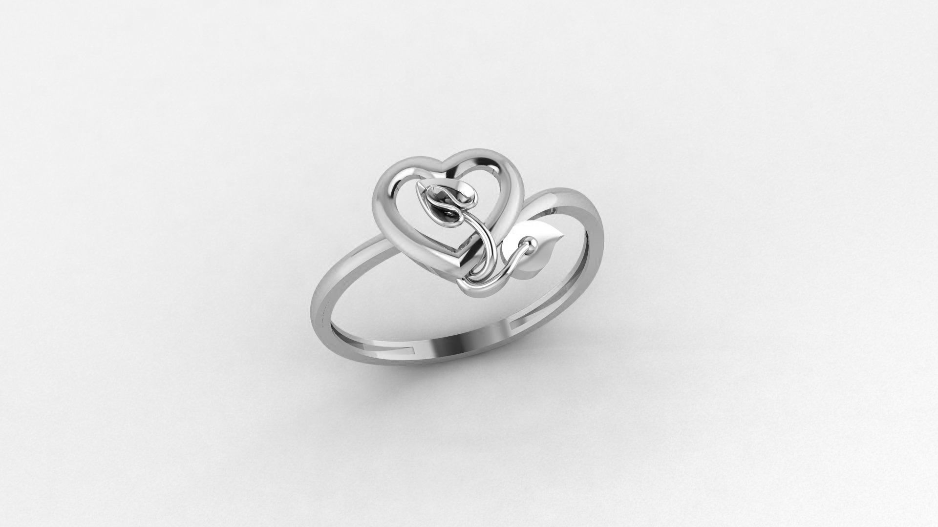 Heart Love Valentine Nature Ultra light wt Plain Gold Ring 3D print model_2