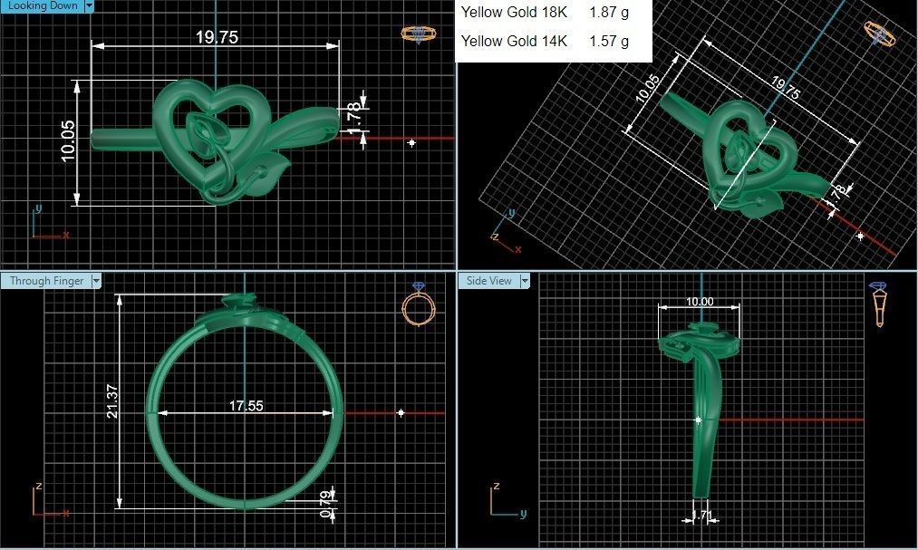 Heart Love Valentine Nature Ultra light wt Plain Gold Ring 3D print model_3
