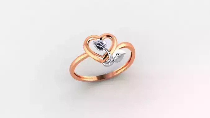 Heart Love Valentine Nature Ultra light wt Plain Gold Ring 3D print model