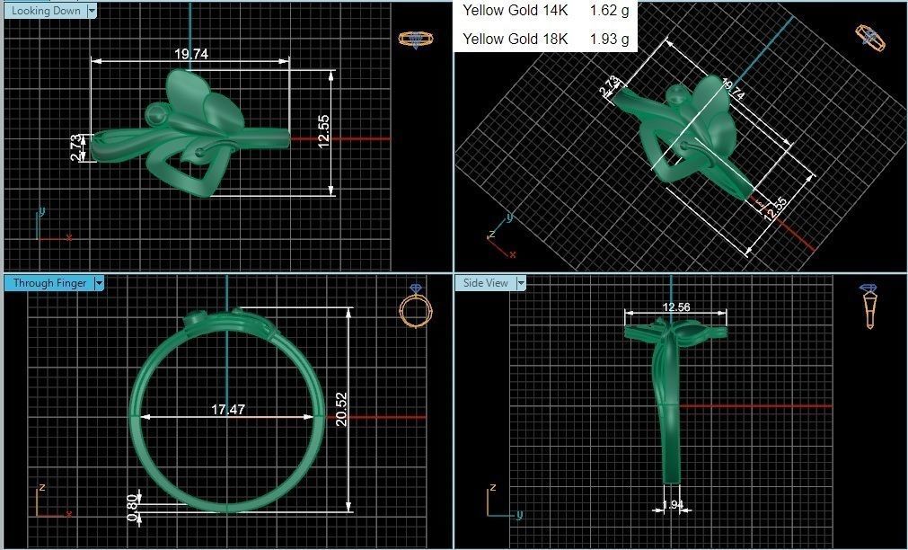 Butterfly Nature Ultra light wt minimalist Plain Gold Ring 3D print model_3