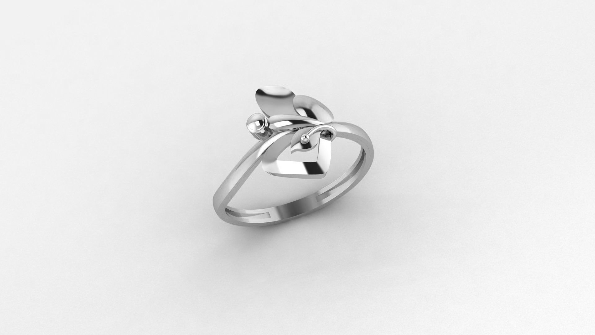 Butterfly Nature Ultra light wt minimalist Plain Gold Ring 3D print model_2