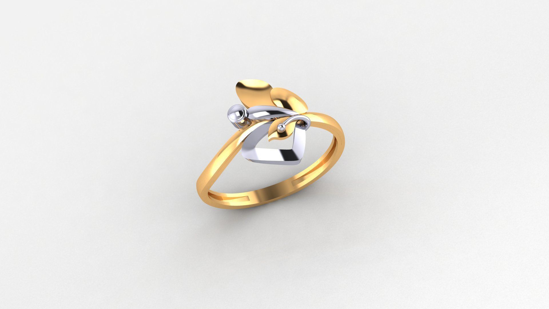 Butterfly Nature Ultra light wt minimalist Plain Gold Ring 3D print model_1