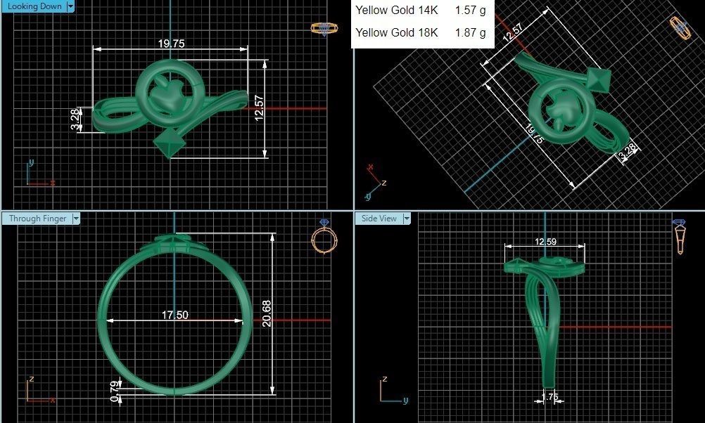 Apple Cube Ultra light wt minimalist Plain Gold Ring 3dm stl 3D print model_3