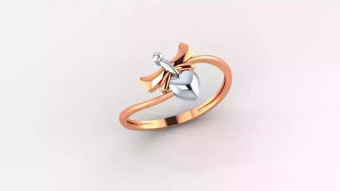 Heart Butterfly Ultra light wt minimalist Plain Gold Ring 3D print model