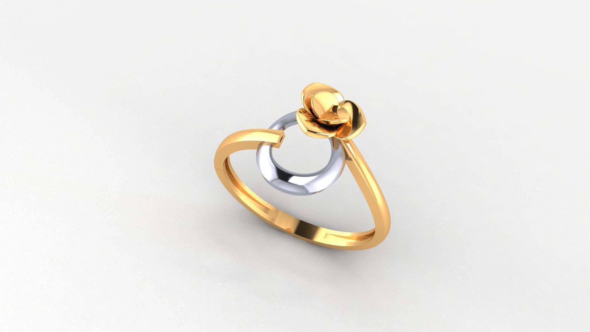 Blooming Flower Ultra light wt minimalist Plain Gold Ring 3D print model_1
