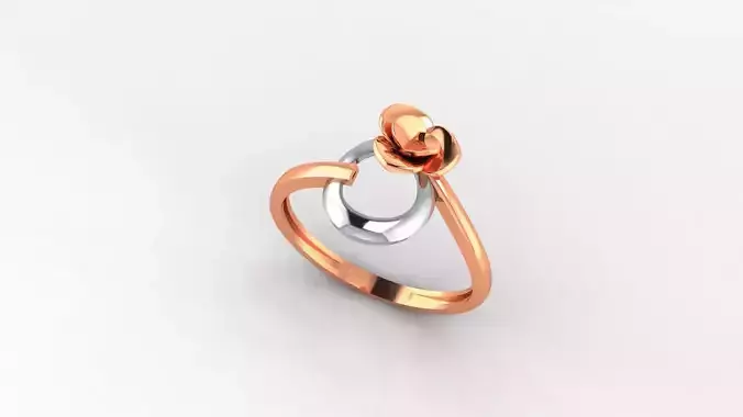 Blooming Flower Ultra light wt minimalist Plain Gold Ring 3D print model