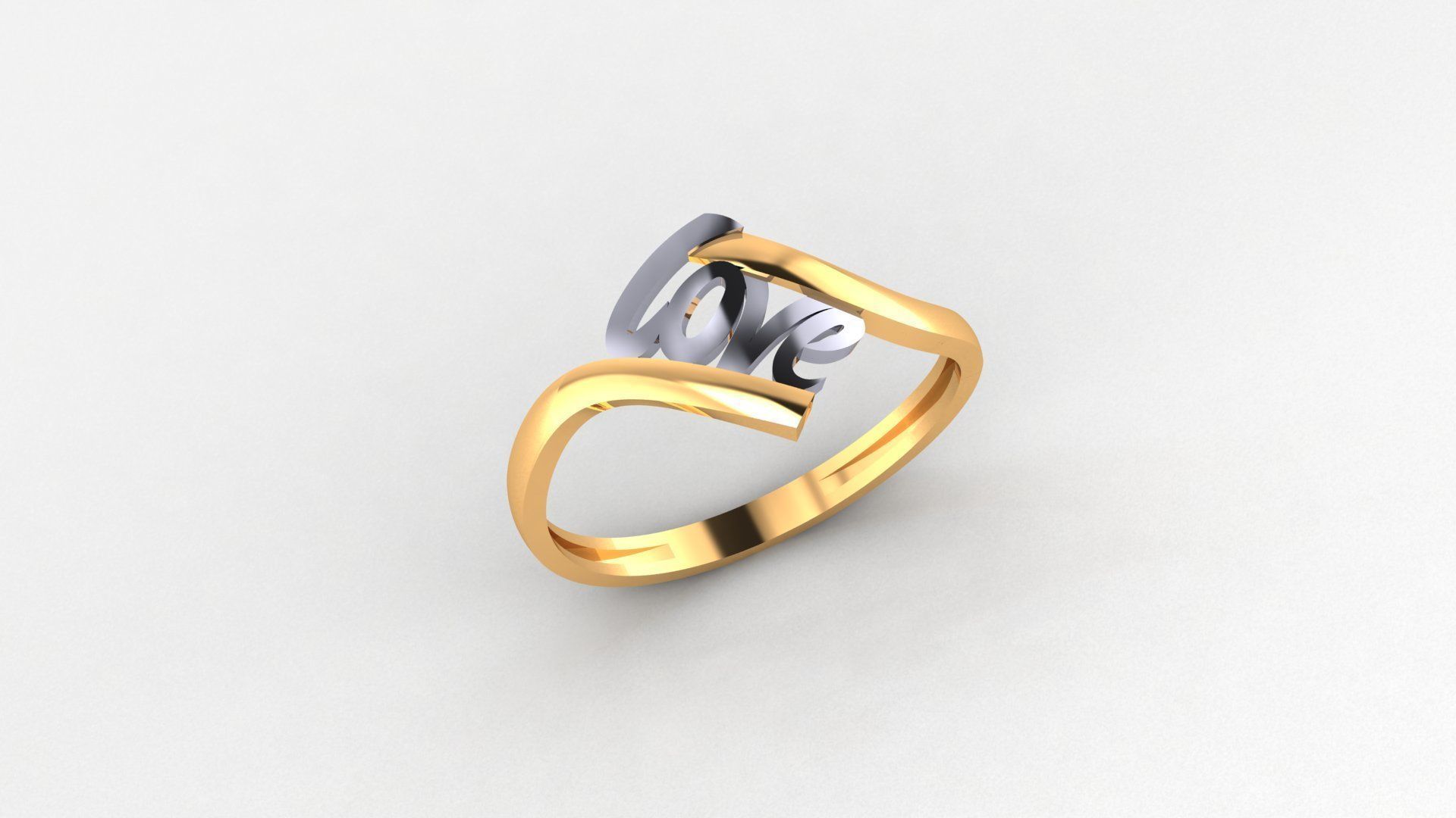 Love Ultra light wt minimalist Plain Gold Ring 3dm stl renders 3D print model_1