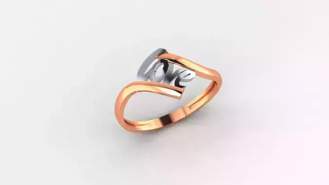 Love Ultra light wt minimalist Plain Gold Ring 3dm stl renders