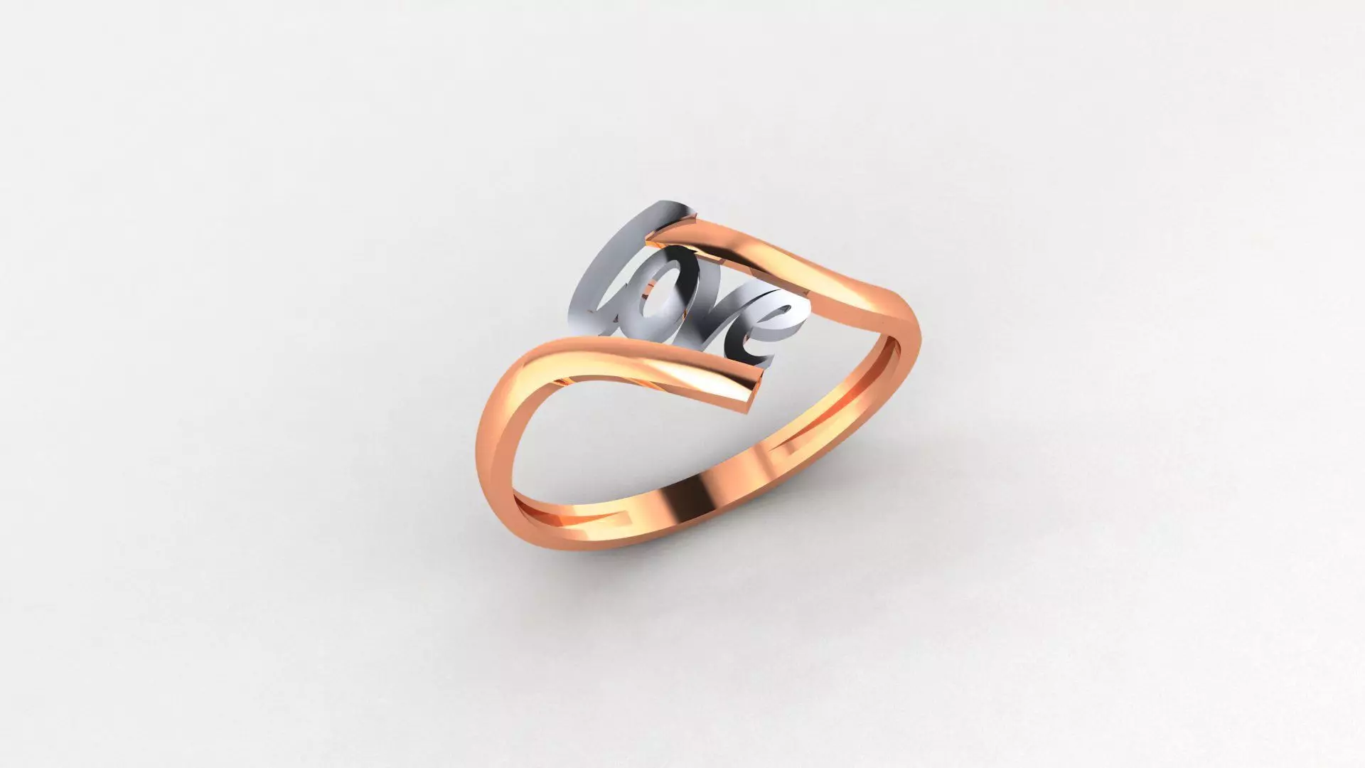 Love Ultra light wt minimalist Plain Gold Ring 3dm stl renders 3D print model_0