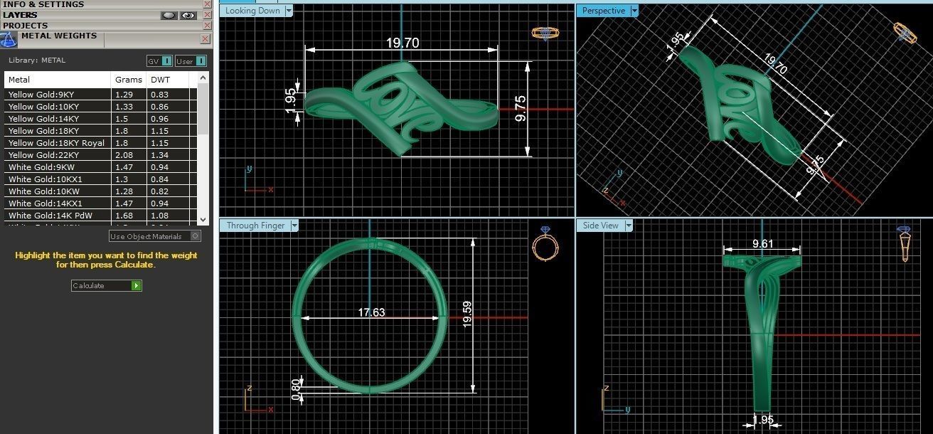 Love Ultra light wt minimalist Plain Gold Ring 3dm stl renders 3D print model_3