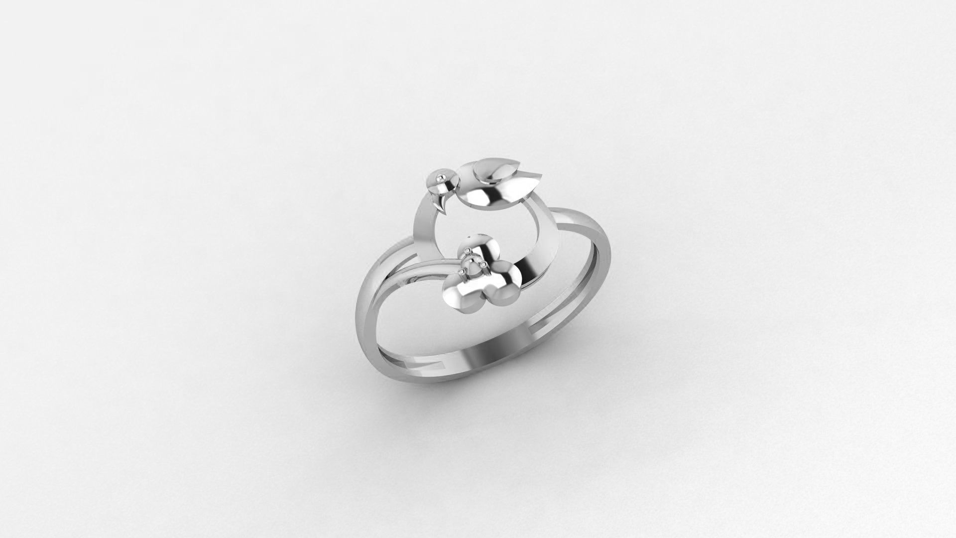 Bird Flower Nature Ultra light wt minimalist Plain Gold Ring 3D print model_2