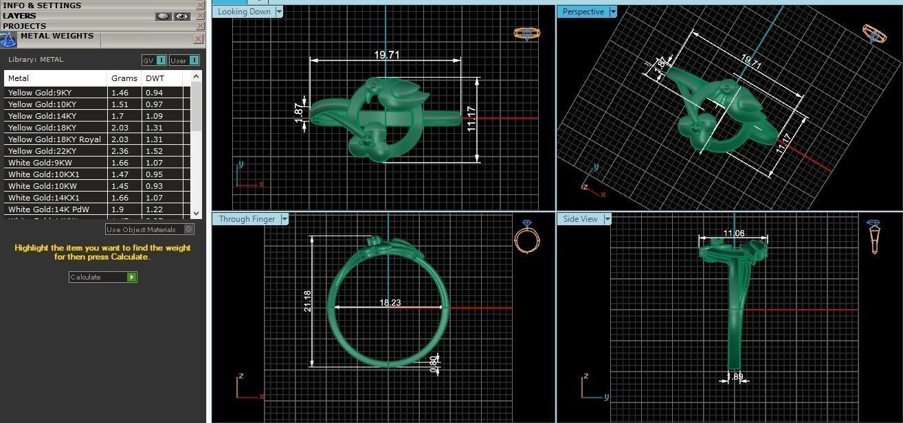 Bird Flower Nature Ultra light wt minimalist Plain Gold Ring 3D print model_3