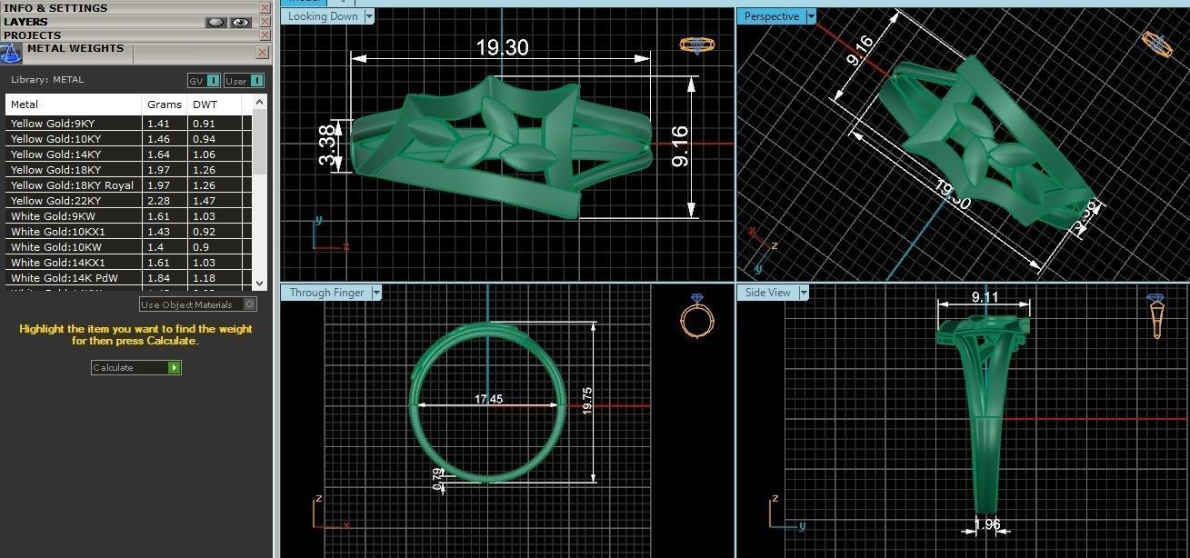 Leaves Ultra light wt minimalist Plain Gold Ring 3dm stl 3D print model_3