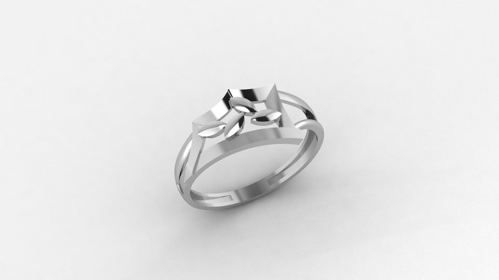 Leaves Ultra light wt minimalist Plain Gold Ring 3dm stl 3D print model_2