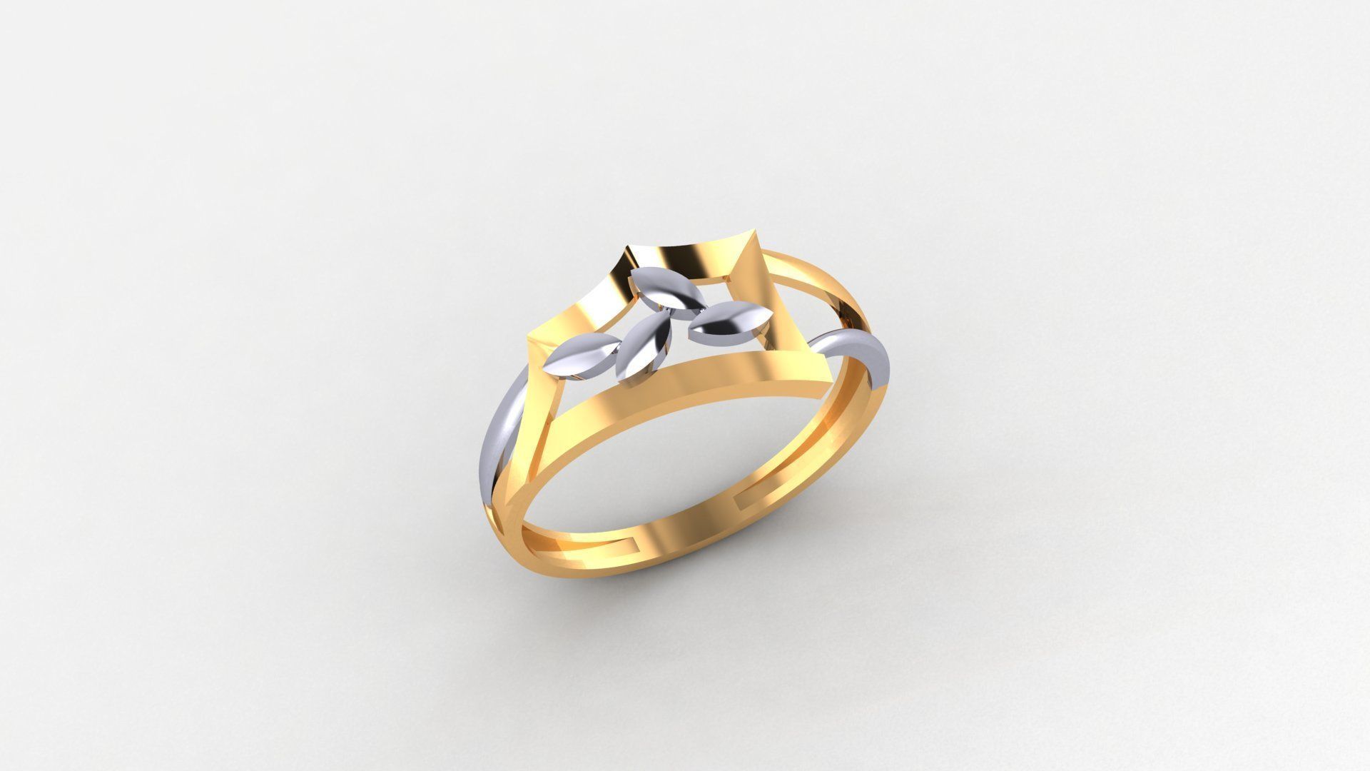 Leaves Ultra light wt minimalist Plain Gold Ring 3dm stl 3D print model_1