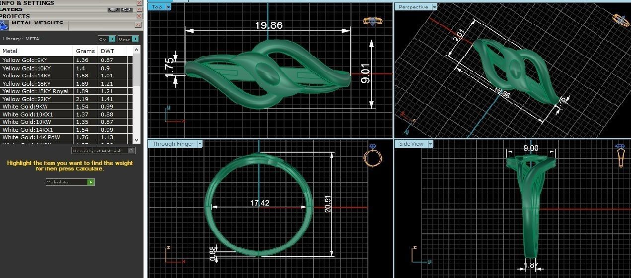 Wave Line Ultra light wt minimalist Plain Gold Ring 3dm stl 3D print model_3