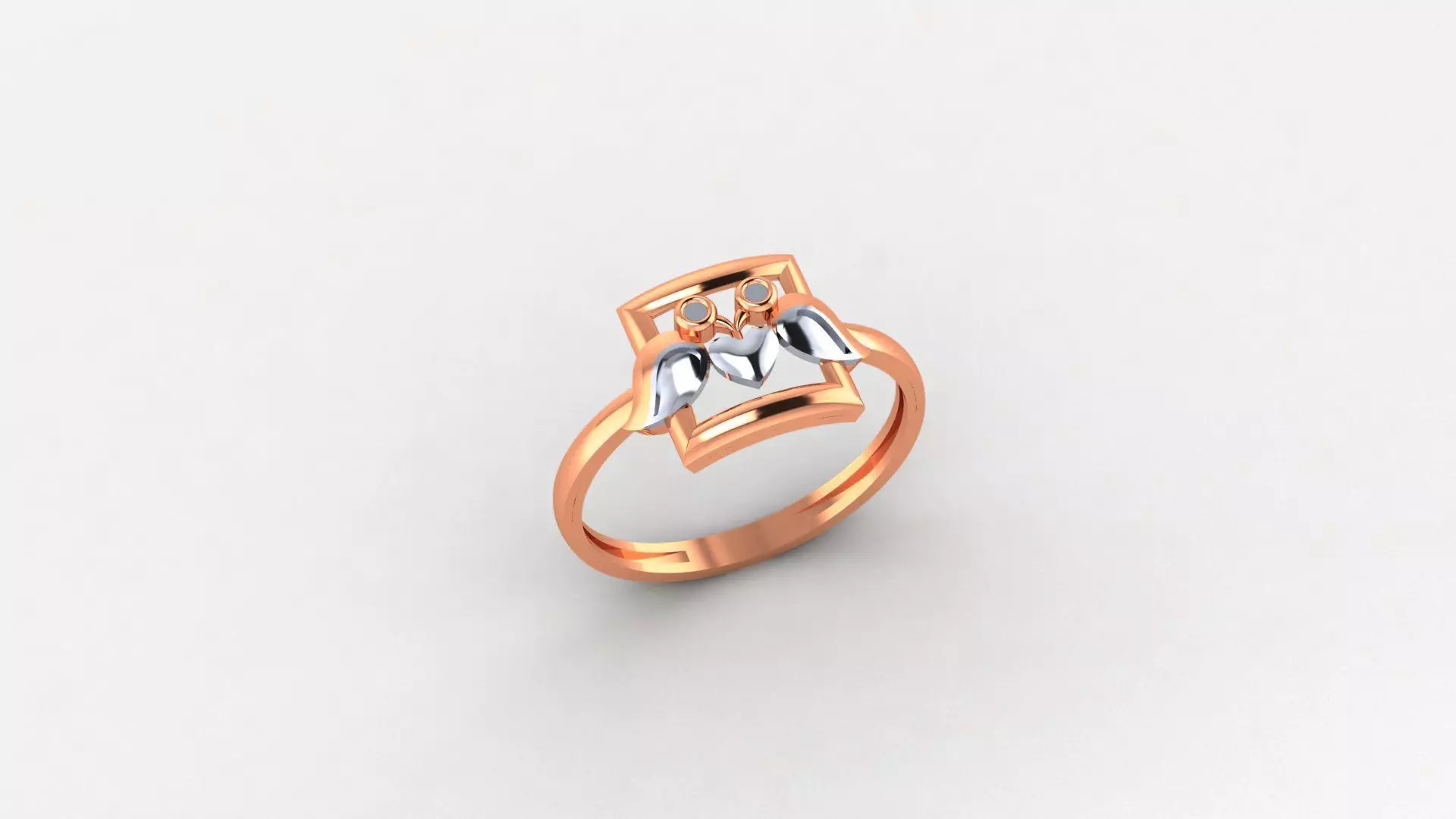 Heart Leaf Ultra light wt minimalist Plain Gold Ring 3D print model_0