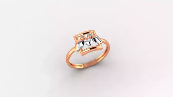 Heart Leaf Ultra light wt minimalist Plain Gold Ring 3D print model