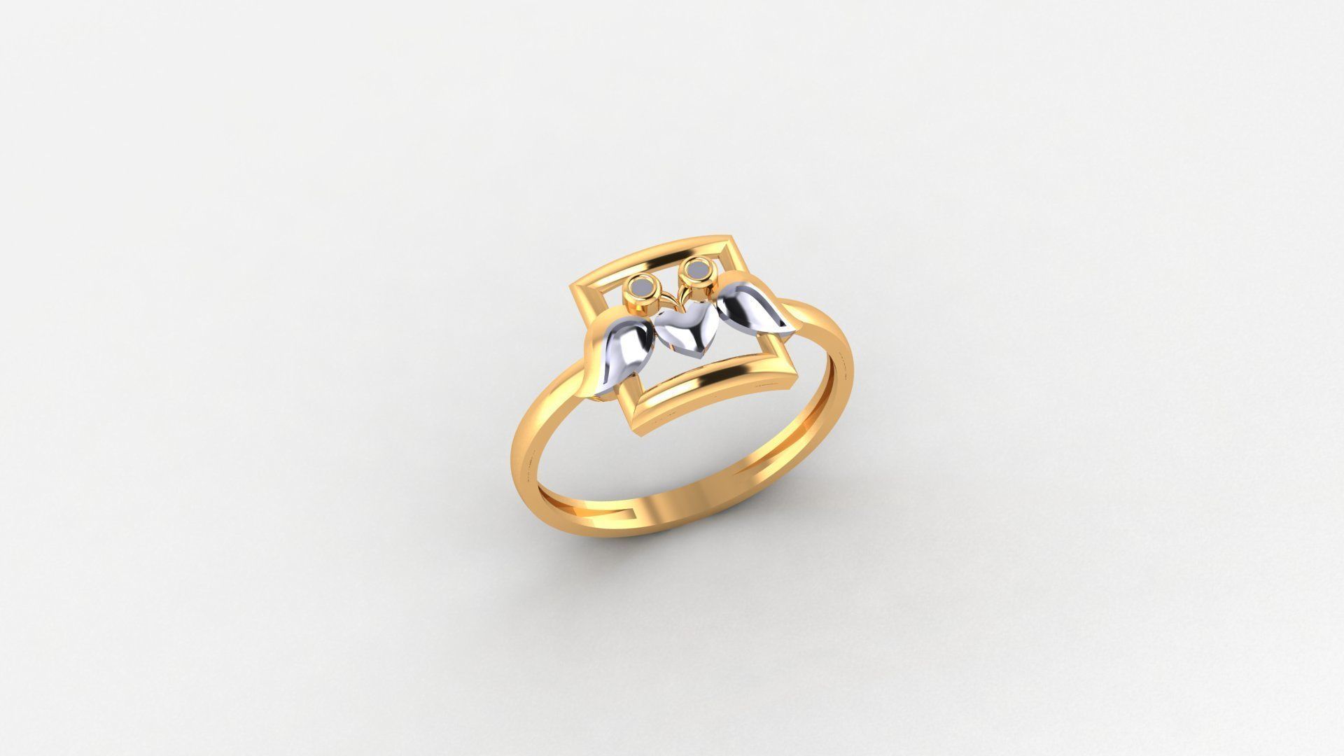 Heart Leaf Ultra light wt minimalist Plain Gold Ring 3D print model_1