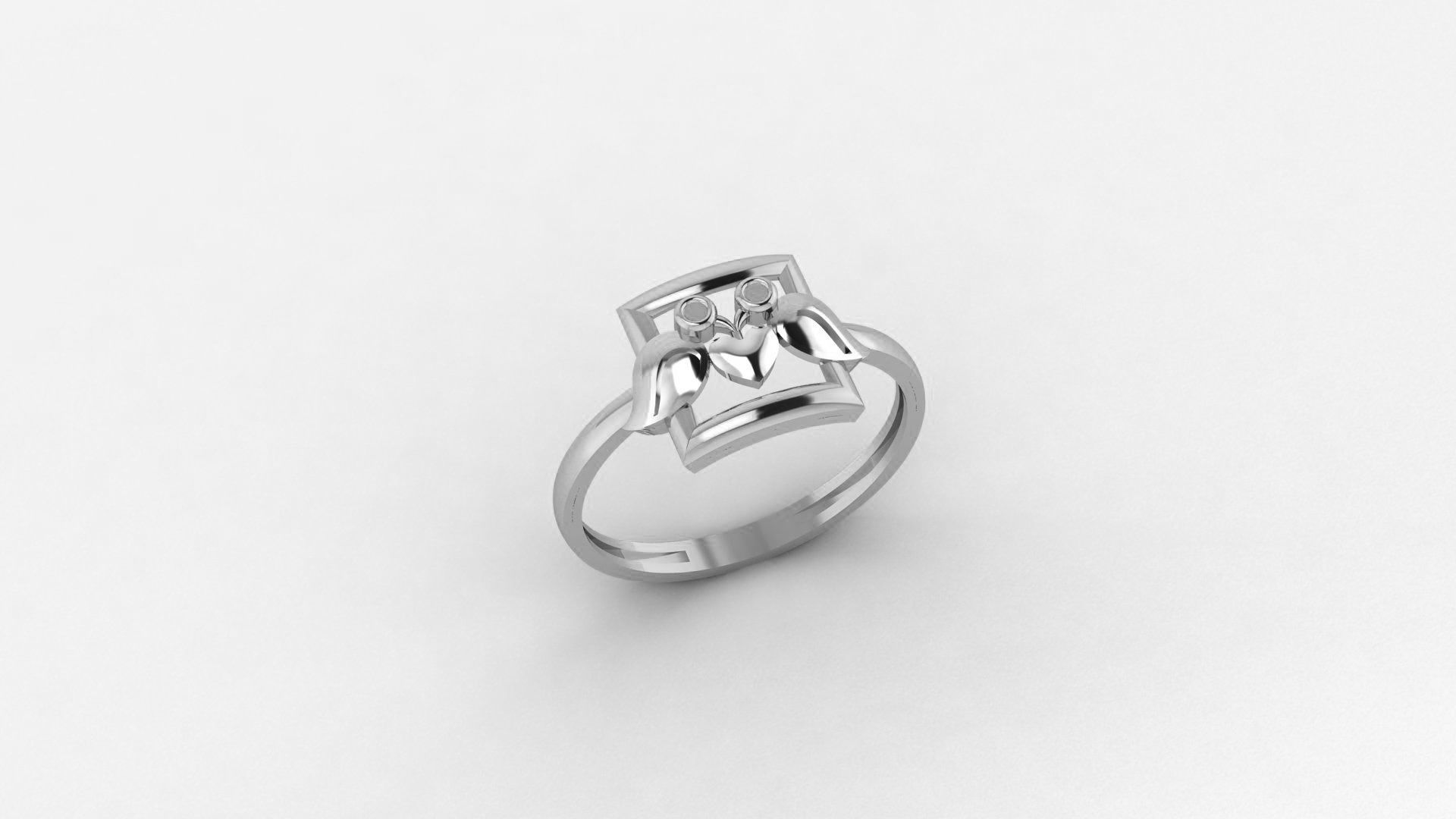 Heart Leaf Ultra light wt minimalist Plain Gold Ring 3D print model_2