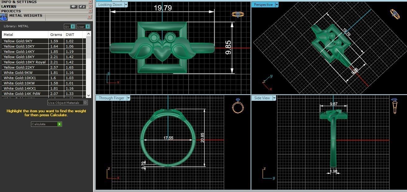 Heart Leaf Ultra light wt minimalist Plain Gold Ring 3D print model_3