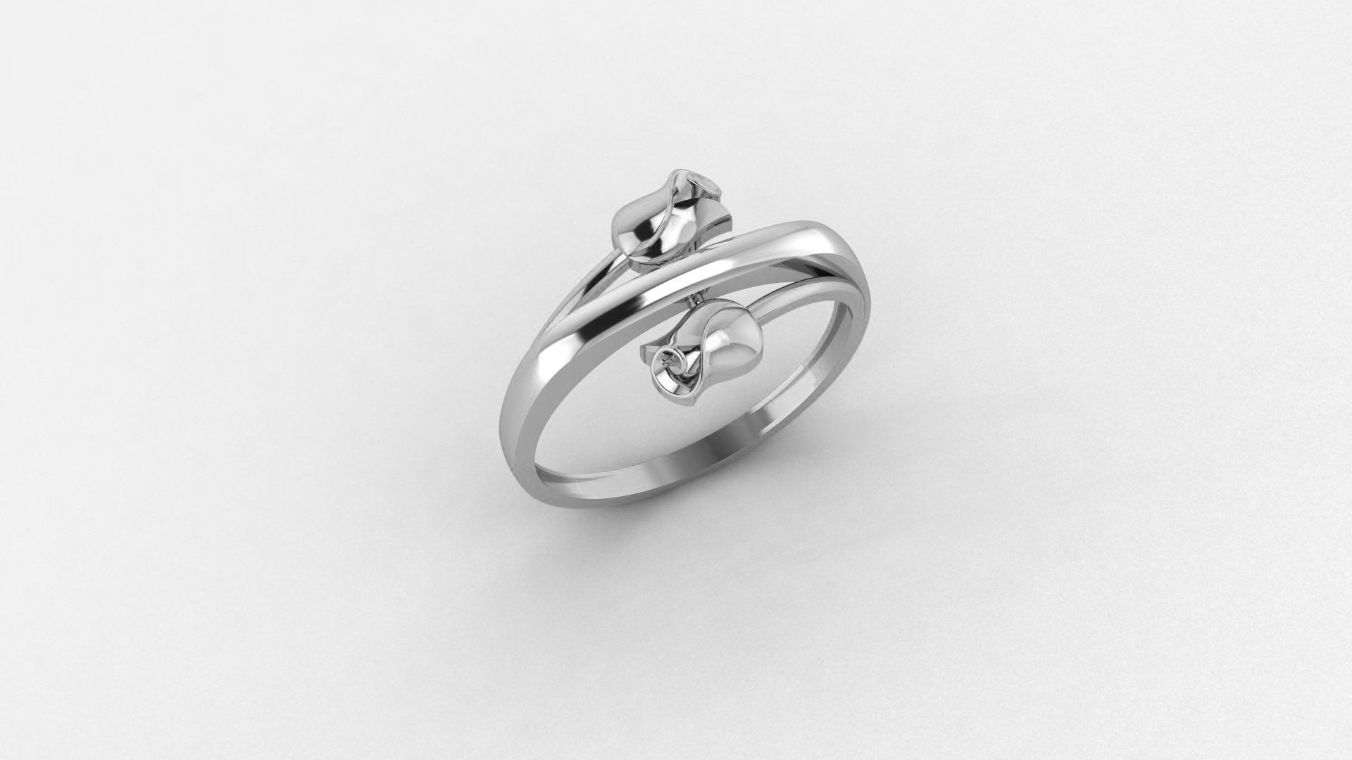 Blooming Flower Ultra light wt minimalist Plain Gold Ring 3dm 3D print model_2