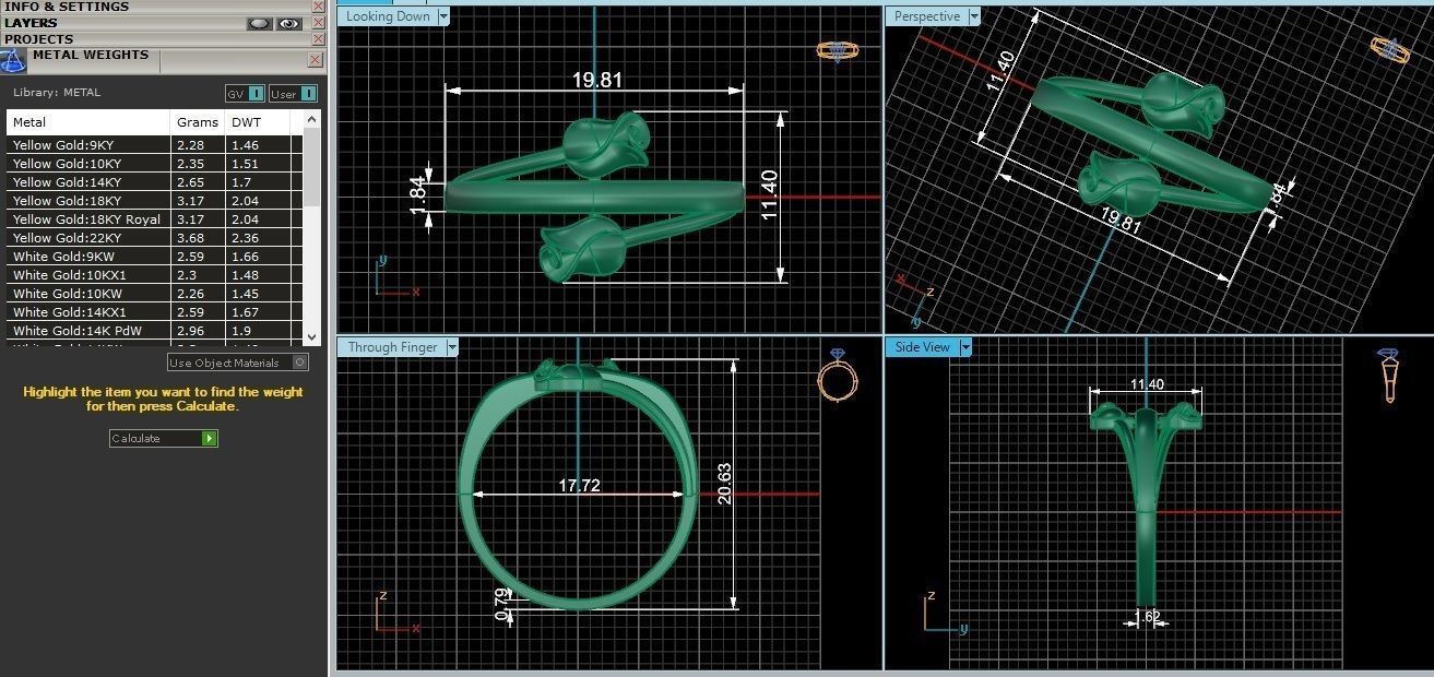 Blooming Flower Ultra light wt minimalist Plain Gold Ring 3dm 3D print model_3
