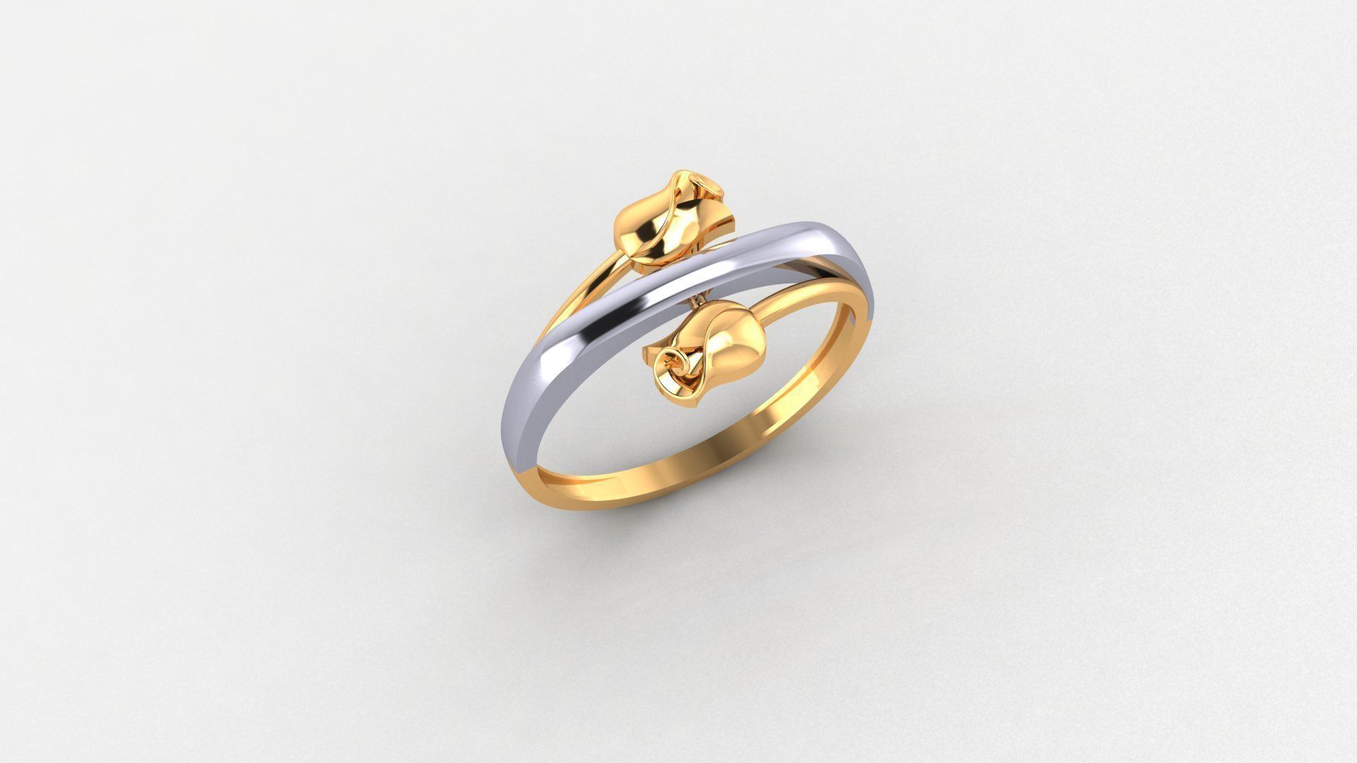 Blooming Flower Ultra light wt minimalist Plain Gold Ring 3dm 3D print model_1